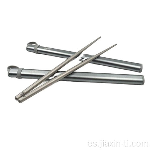 Palillos de titanio con estuche de aluminio Cubiertos para acampar